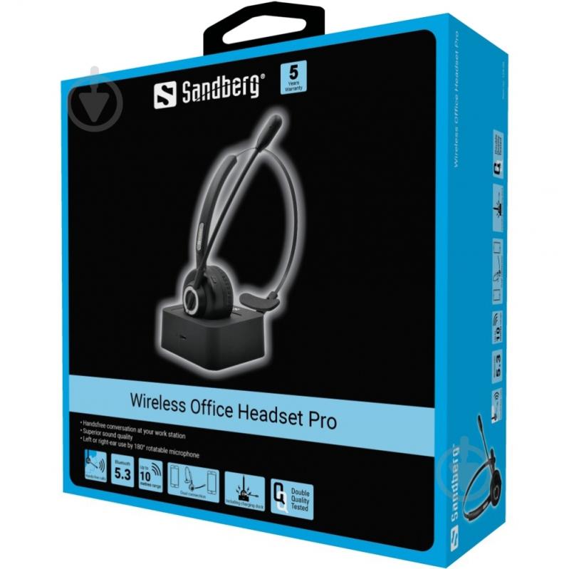 Bluetooth-гарнітура Sandberg Bluetooth Office Headset Mono Pro black (126-06) - фото 2 Bluetooth-гарнітура Sandberg Bluetooth Office Headset Mono Pro black (126-06) - фото 2