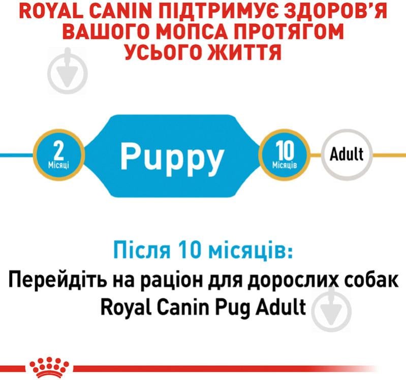 Корм сухий для цуценят для середніх порід Royal Canin PUG PUPPY 1,5 кг (домашня птиця) 1,5 кг - фото 4