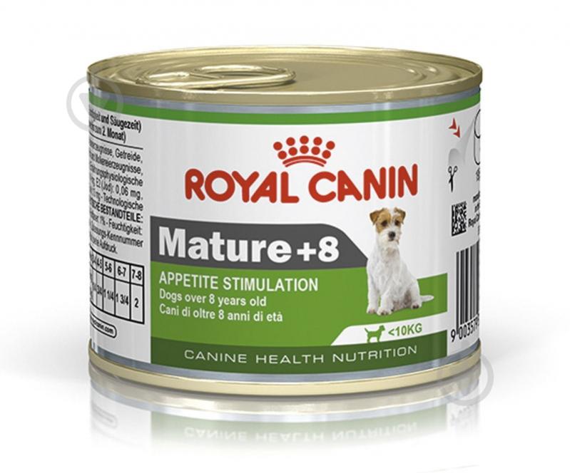 Корм вологий для зрілих собак для малих порід Royal Canin MATURE +8 банка 195 г (м'ясо) 195 г - фото 1