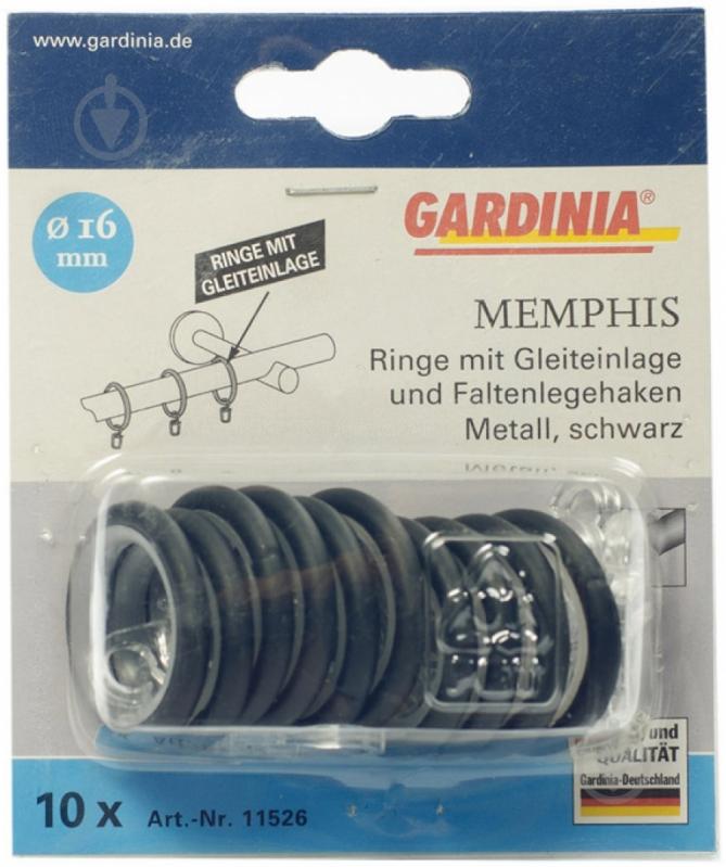 Кільце Gardinia Memphis з гачком набірний d16 мм чорний 10 шт. - фото 2