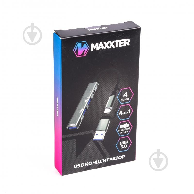USB-хаб Maxxter HU3C-4P1CN-01, USB 3.0 Type-C на 4 порти - фото 5