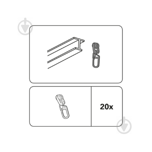 Гачки Gardinia Т-подібний для гнучкого карнизу білий 20 шт. - фото 2