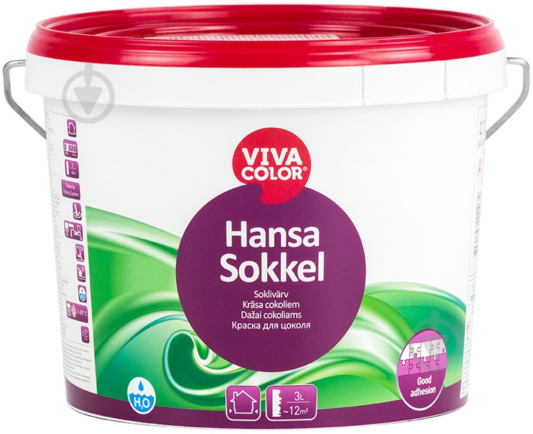 Фарба Vivacolor Hansa Sokkel лугостійка база А білий 2.7 л 3.8 кг - фото 1