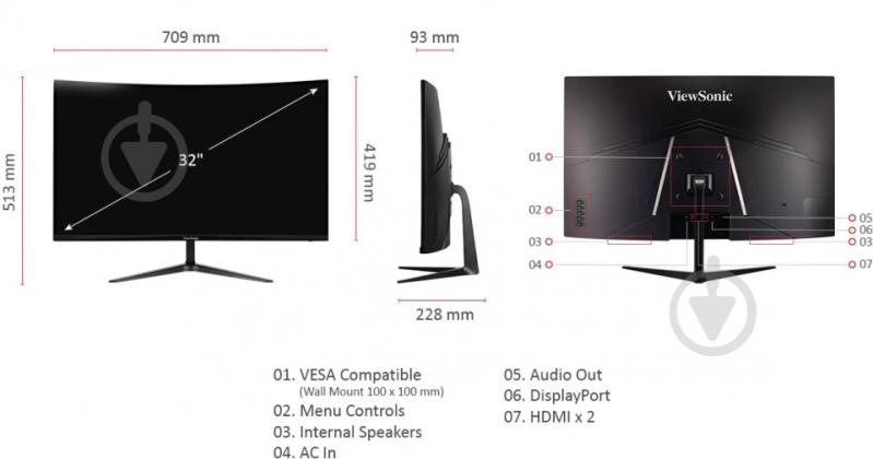 Монитор ViewSonic VX3218C-2K 32" (VX3218C-2K) - фото 11