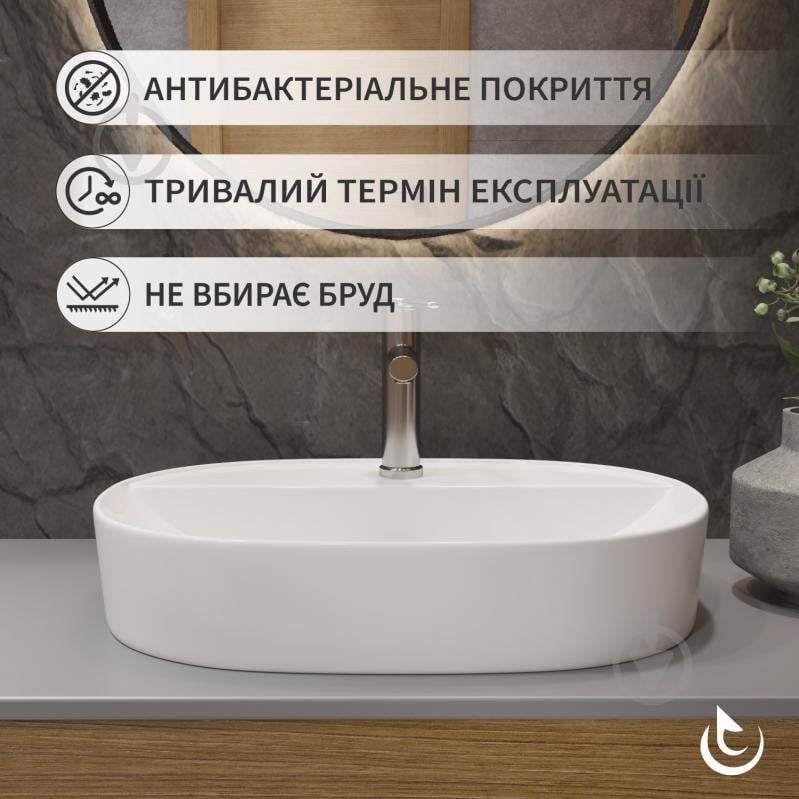 Умывальник с отверстием Helmken 46060000 2 в 1: овальный 60 см с донным клапаном Сlick-clack, хром - фото 2