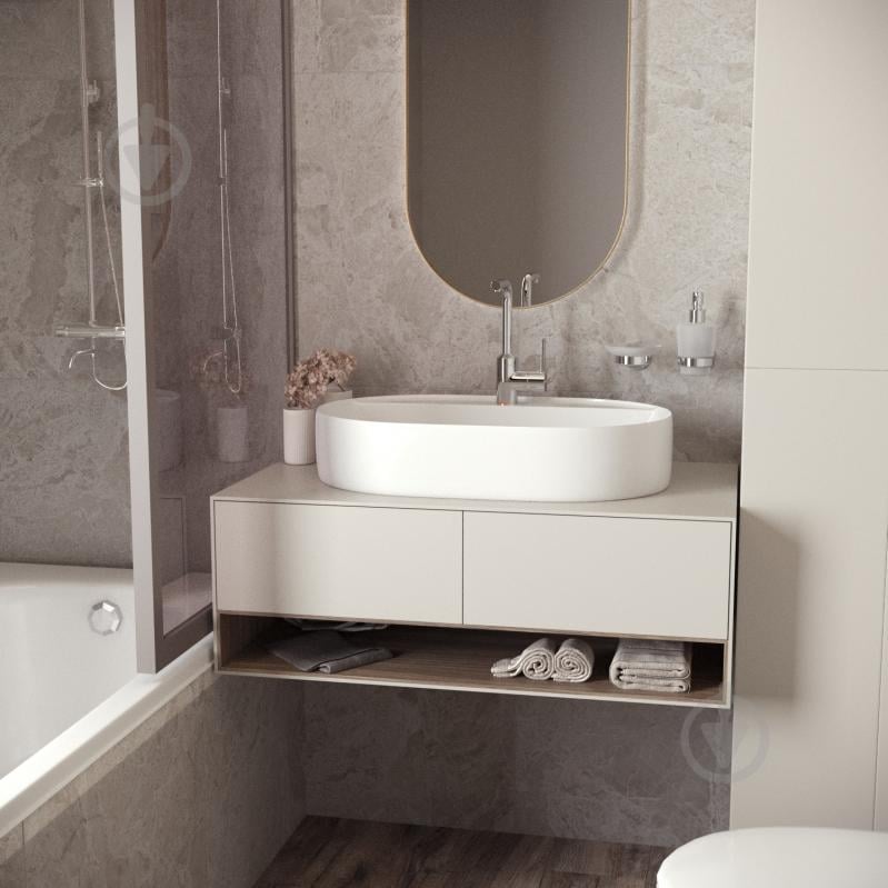 Умывальник с отверстием Helmken 46060000 2 в 1: овальный 60 см с донным клапаном Сlick-clack, хром - фото 6