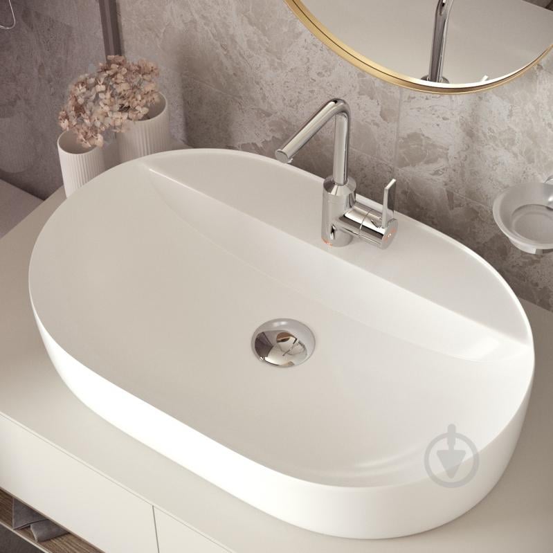 Умывальник с отверстием Helmken 46060000 2 в 1: овальный 60 см с донным клапаном Сlick-clack, хром - фото 7