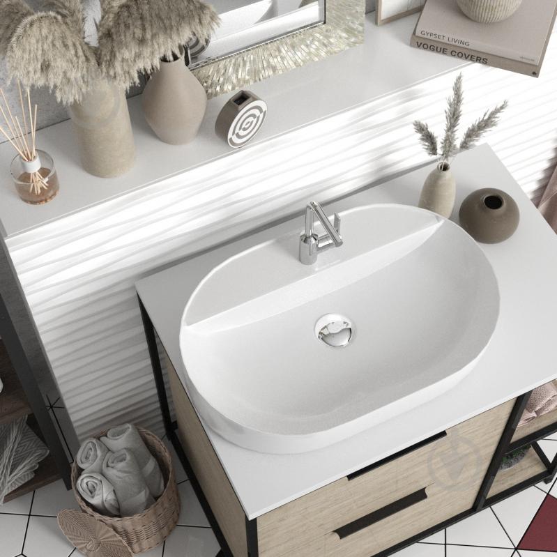 Умывальник с отверстием Helmken 46060000 2 в 1: овальный 60 см с донным клапаном Сlick-clack, хром - фото 9