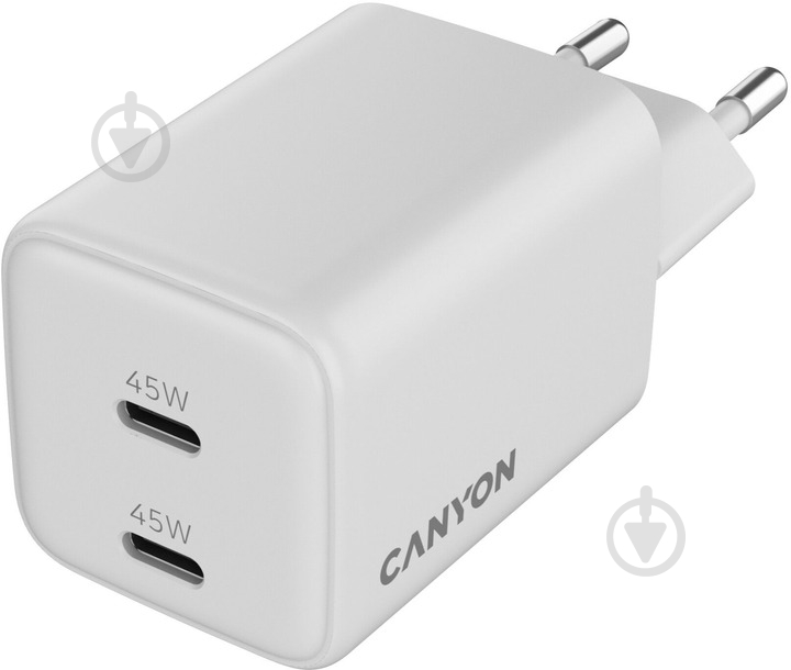 Зарядное устройство Canyon CU45CC GaN PD 45W White (CNS-CUW45CC) - фото 1