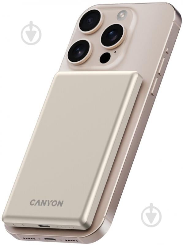 Повербанк Canyon OnPower 505 slim Magsafe PD20W 5000 mAh beige (CNS-CPB505BE) - фото 7