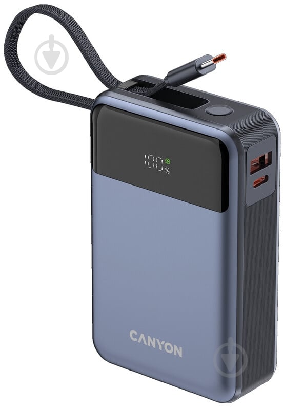 Повербанк Canyon OnPower 600 built-in cable PD65W 20000 mAh dark grey (CNS-CPB600DG) - фото 3