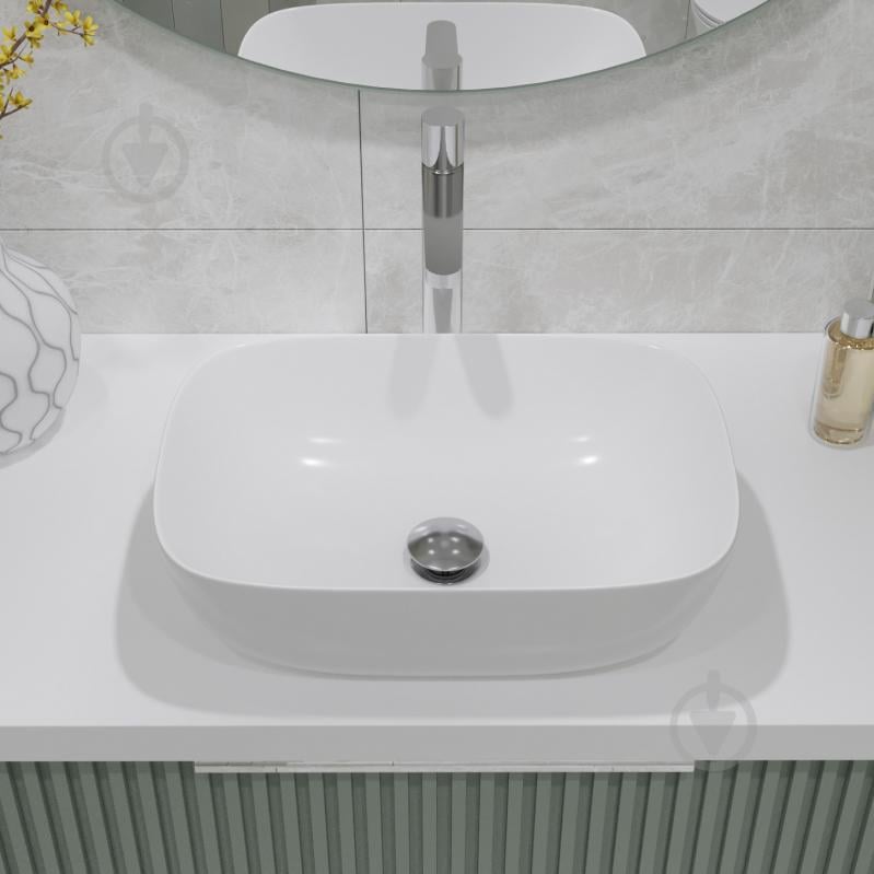 Умивальник Helmken 49346000 2 в 1: прямокутний 46 см із донним клапаном Сlick-clack, білий матовий - фото 12