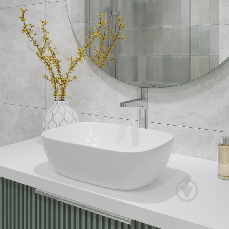 Умивальник Helmken 49346000 2 в 1: прямокутний 46 см із донним клапаном Сlick-clack, білий матовий - фото 13