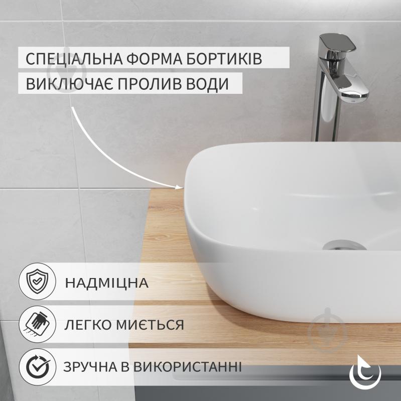 Умивальник Helmken 49346000 3 в 1: прямокутний 46 см, із сифоном і донним клапаном Сlick-clack, білий матовий - фото 3 Умивальник Helmken 49346000 3 в 1: прямокутний 46 см, із сифоном і донним клапаном Сlick-clack, білий матовий - фото 3