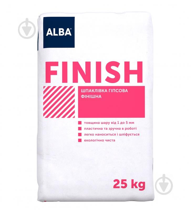 Шпаклівка АЛЬБА Гіпсова Фінішна "FINISH" 25 кг - фото 1