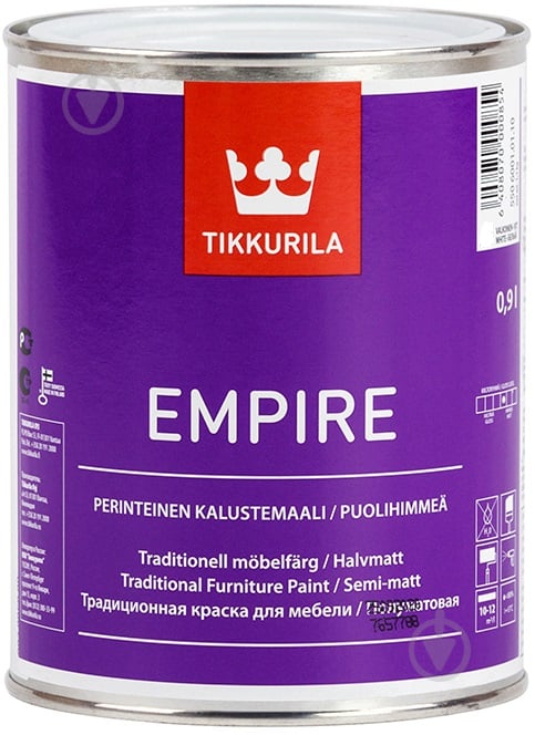 Фарба TIKKURILA для меблів Empire база С база під тонування напівмат 0,9 л 1,2 кг - фото 1