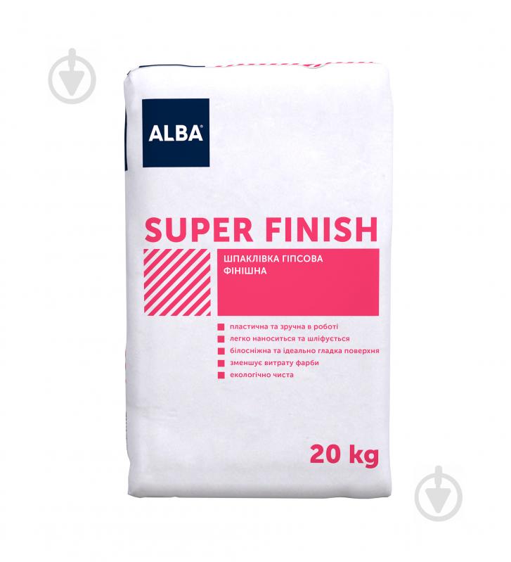 Шпаклівка АЛЬБА гіпсова фінішна "SUPER FINISH" 20 кг - фото 1