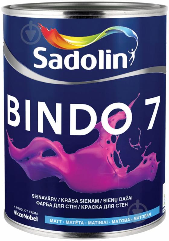 Фарба латексна водоемульсійна Sadolin Bindo 7 WO мат білий 1 л - фото 1