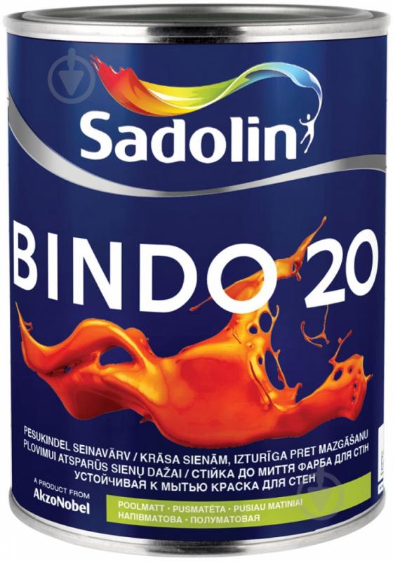 Фарба латексна водоемульсійна Sadolin Bindo 20 WO напівмат білий 1 л - фото 1