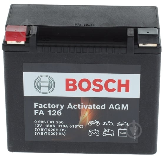 Акумулятор автомобільний Bosch 18Ah 310A 12V «+» ліворуч (BO0986FA1260) - фото 1