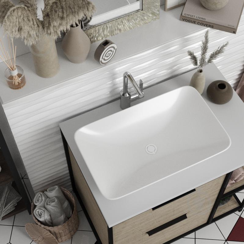 Умывальник Helmken 54059000 3 в 1: прямоугольный 59 см, с сифоном и донным клапаном Сlick-clack, белый матовый - фото 9 Умывальник Helmken 54059000 3 в 1: прямоугольный 59 см, с сифоном и донным клапаном Сlick-clack, белый матовый - фото 9