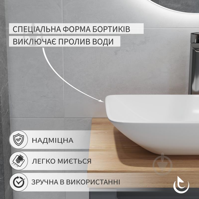 Умивальник Helmken 54059000 3 в 1: прямокутний 59 см, із сифоном і донним клапаном Сlick-clack, чорний матовий - фото 3