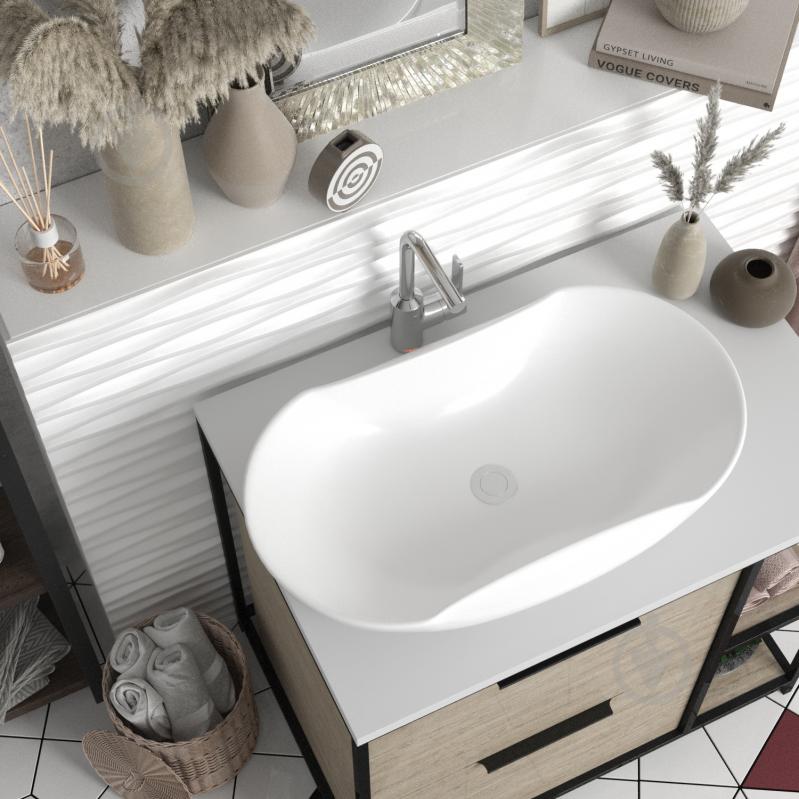 Умывальник Helmken 57066000 2 в 1: овальный 66 см с донным клапаном Сlick-clack, черный матовый - фото 11