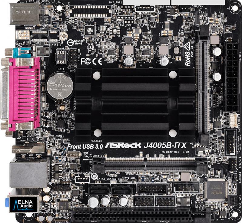 Материнська плата ASRock J4005B-ITX (Integrated CPU, SoC, mini ATX) - фото 2