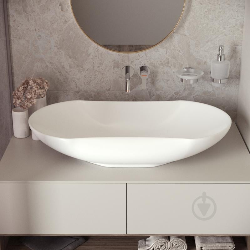 Умывальник Helmken 57066000 3 в 1: овальный 66 см, с сифоном и донным клапаном Сlick-clack, хром - фото 8