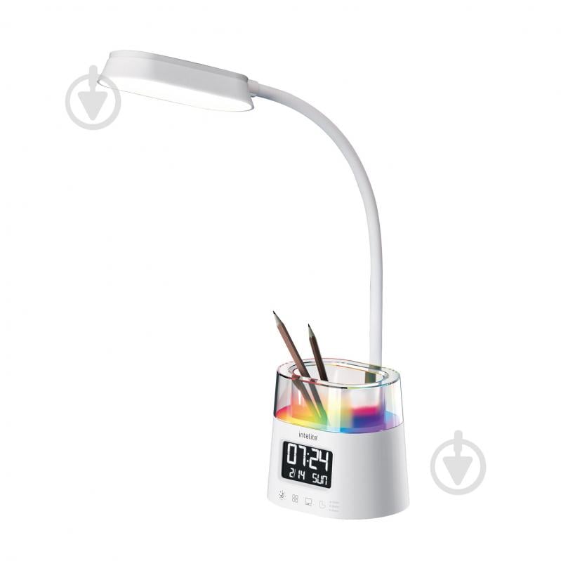 Настільна лампа офісна Intelite Desk Lamp WH RGB Pen holder Calendar 10 Вт білий 1-IDL-10W-RGBPen - фото 2