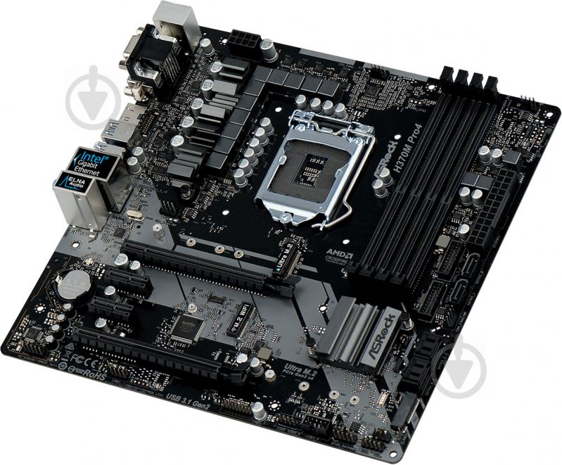 Материнская плата ASRock H370M PRO4 (Socket 1151, Intel H370, mirco ATX) - фото 3