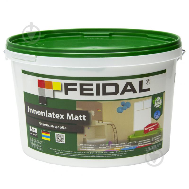 Краска латексная с колорированием Feidal Innenlatex Matt глубокий мат A 29-B 5 л - фото 4