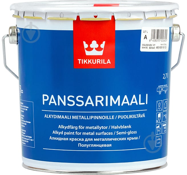 Краска TIKKURILA алкидная Panssarimaali база С база под тонировку полуглянец 2,7 л - фото 1