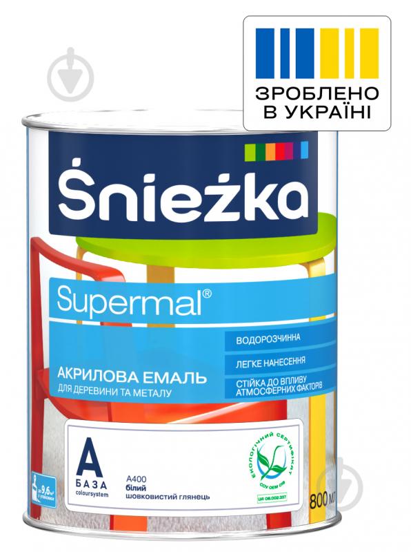 ᐉ Емаль Sniezka акрилова водорозчинна Supermal білий шовковистий ...