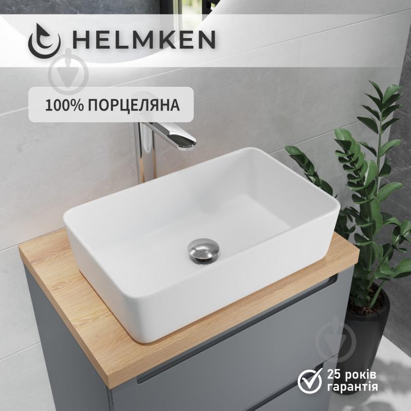 Умывальник Helmken 67448000 3 в 1: прямоугольный 48 см, с сифоном и донным клапаном Сlick-clack, черный матовый - фото 4 Умывальник Helmken 67448000 3 в 1: прямоугольный 48 см, с сифоном и донным клапаном Сlick-clack, черный матовый - фото 4