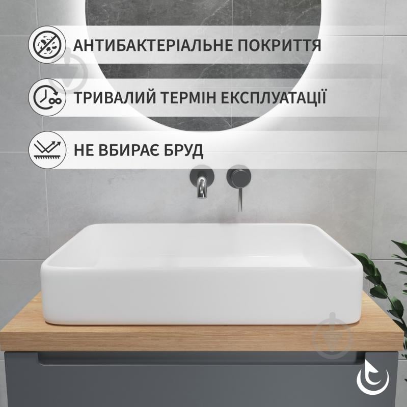 Умывальник Helmken 84261000 2 в 1: прямоугольный 61,5 см с донным клапаном Сlick-clack, белый матовый - фото 2