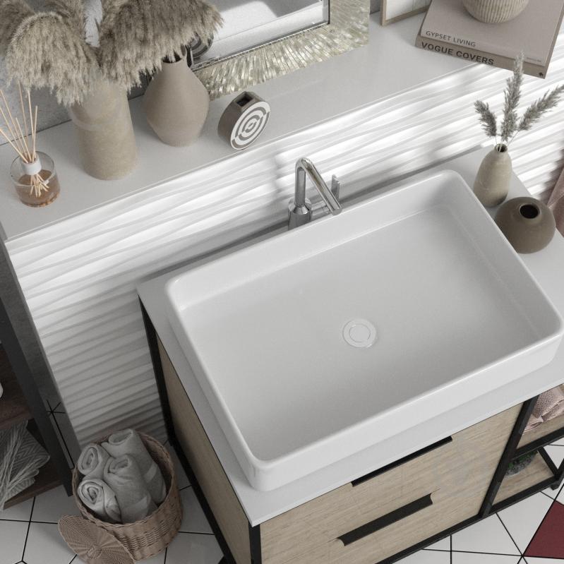 Умывальник Helmken 84261000 2 в 1: прямоугольный 61,5 см с донным клапаном Сlick-clack, черный матовый - фото 8 Умывальник Helmken 84261000 2 в 1: прямоугольный 61,5 см с донным клапаном Сlick-clack, черный матовый - фото 8