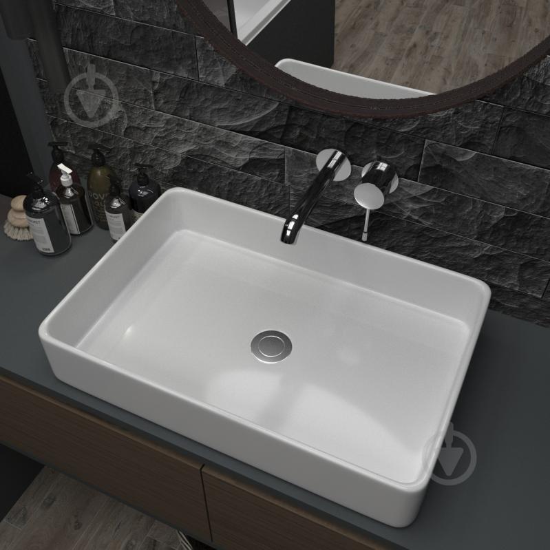 Умывальник Helmken 84261000 3 в 1: прямоугольный 61,5 см, с сифоном и донным клапаном Сlick-clack, черный матовый - фото 9