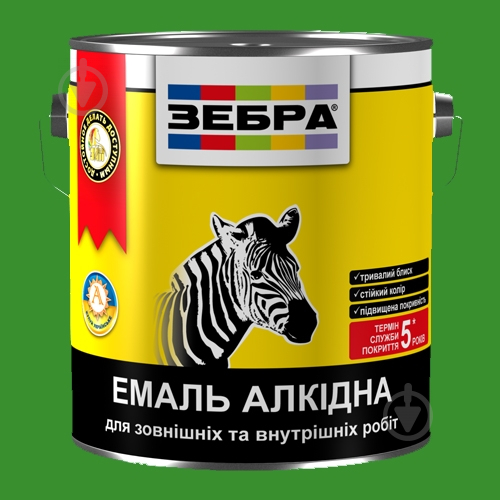 Емаль ZEBRA алкідна ПФ-116 34 світло-зелений глянець 2,8 кг - фото 2