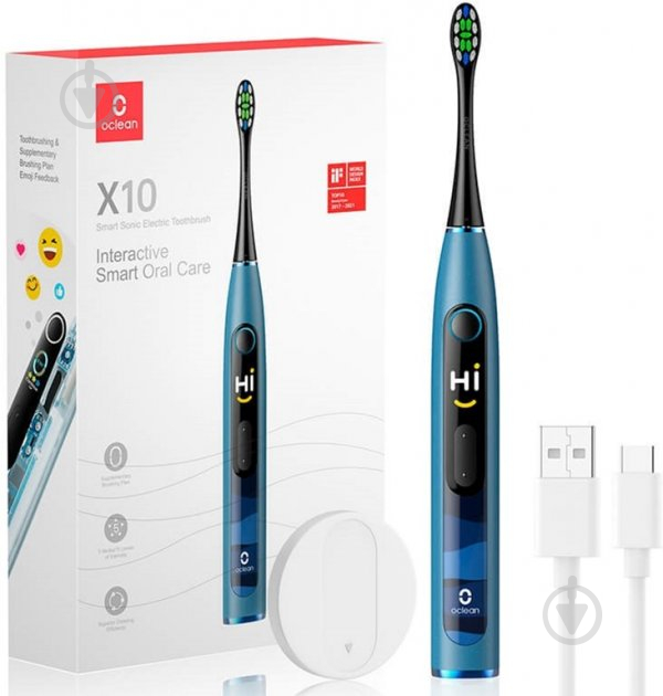 Электрическая зубная щетка Oclean X10 Electric Toothbrush Blue 6970810551914 - фото 6