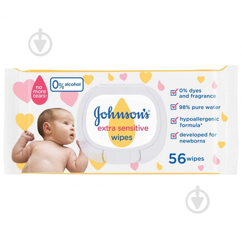 Дитячі вологі серветки Johnson's Baby Extra sensitive 56 шт. - фото 1