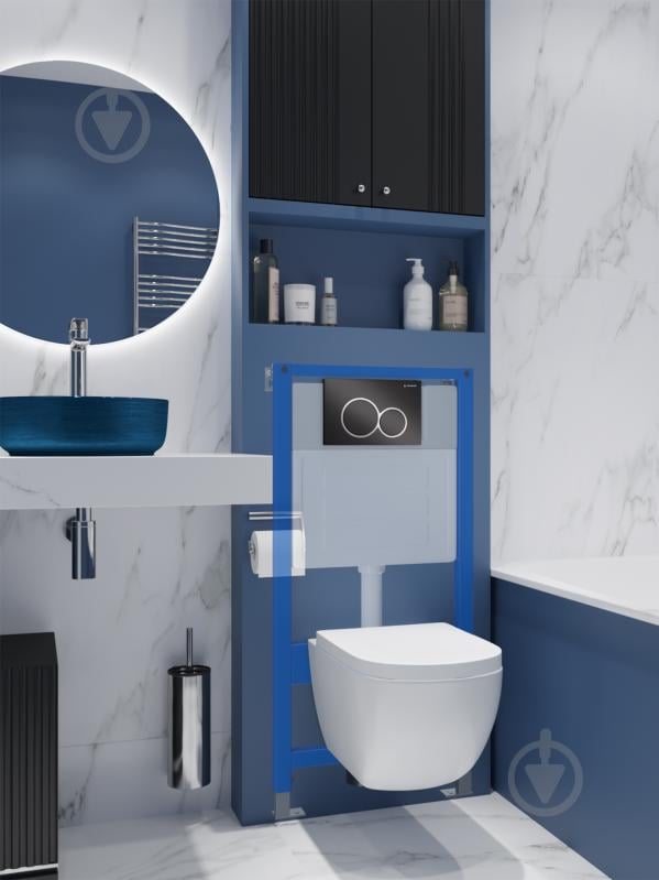 Комплект Helmken 102372V84Y 4 в 1 унітаз із сидінням Slim Duroplast/Soft-close + інсталяція з кнопкою (чорний мат) - фото 8