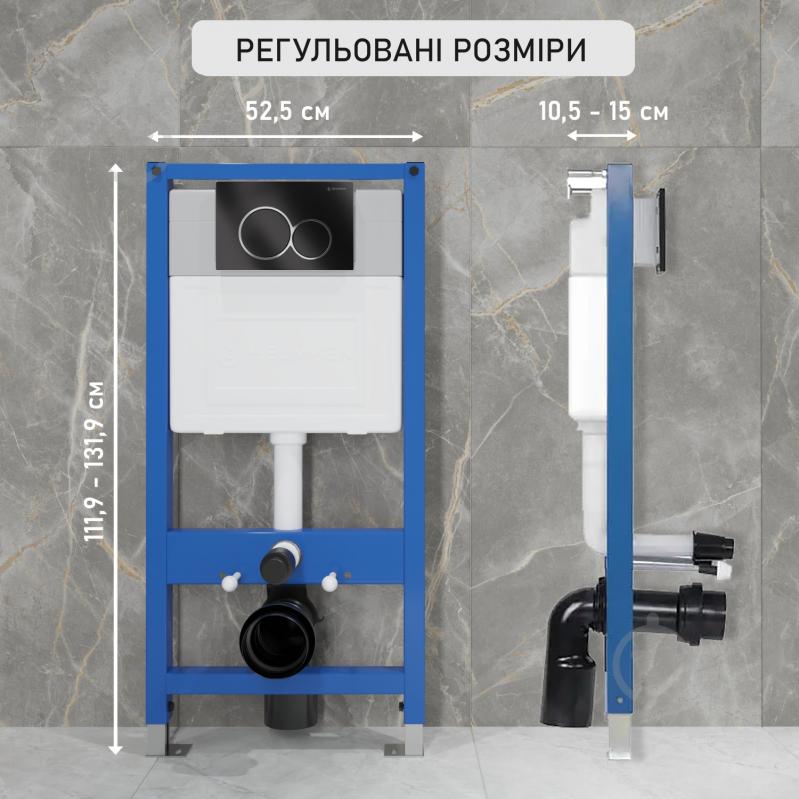 Комплект Helmken 35103001B 4 в 1: підвісний унітаз з сидінням Slim Duroplast/Soft-close + інсталяція з круглою кн - фото 3