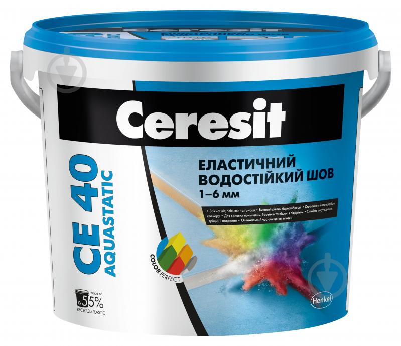 Затірка для плитки Ceresit CE 40 AQUASTATIC №16 5 кг графіт - фото 1