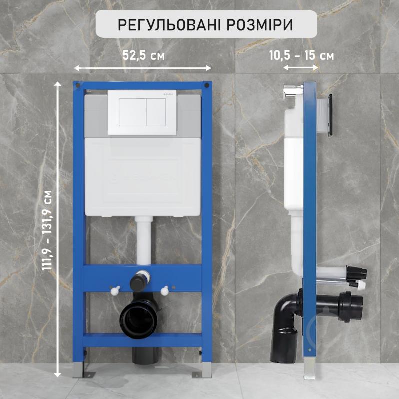 Комплект Helmken 35120001 4 в 1: підвісний унітаз із сидінням Slim Duroplast/Soft-close + інсталяція з прямокутно - фото 3