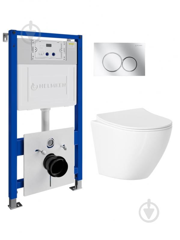 Комплект Helmken 35490101 4 в 1 підвісний унітаз із сидінням Slim Duroplast/Soft-close + інсталяція з круглою кнопкою (хр - фото 1 Комплект Helmken 35490101 4 в 1 підвісний унітаз із сидінням Slim Duroplast/Soft-close + інсталяція з круглою кнопкою (хр - фото 1