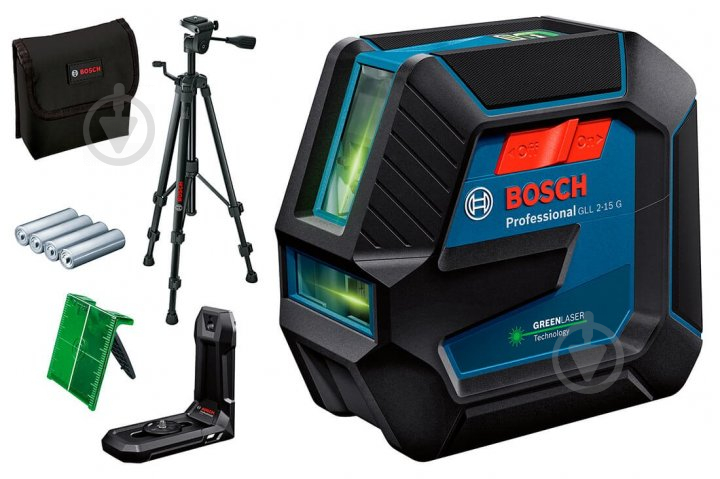 Нивелир лазерный Bosch Professional GLL 2-15 G с держателем LB 10 + штатив BT 150 0601063W01 - фото 1