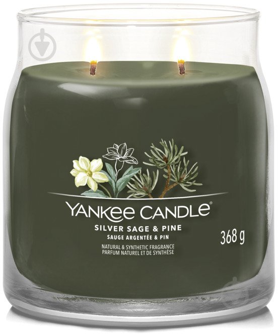 Свеча ароматическая Yankee Candle Medium Серебряный шалфей и сосна 1630027E - фото 2