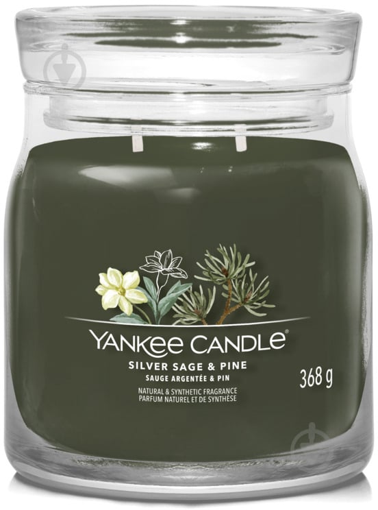 Свеча ароматическая Yankee Candle Medium Серебряный шалфей и сосна 1630027E - фото 1