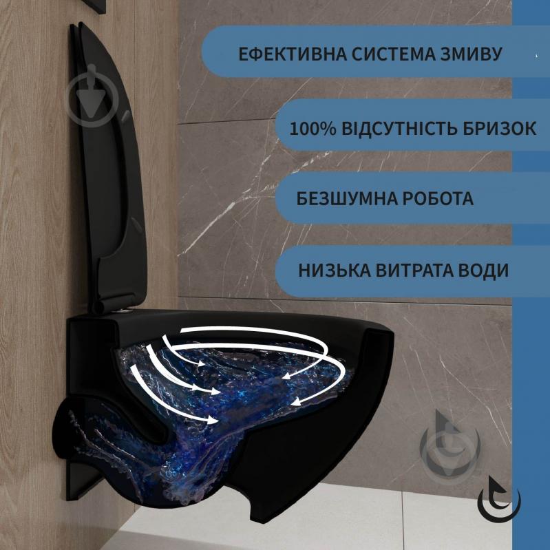Унитаз подвесной Helmken 35103001B 2 в 1 с сиденьем Soft Сlose/EasyOff дюропласт + шумоизоляция, черный матовый - фото 3 Унитаз подвесной Helmken 35103001B 2 в 1 с сиденьем Soft Сlose/EasyOff дюропласт + шумоизоляция, черный матовый - фото 3